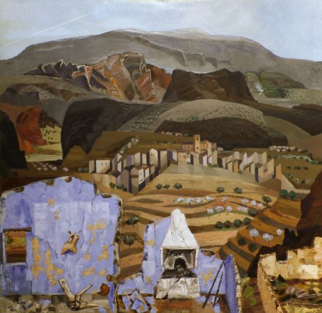 Panorama över spansk bergsby ( ar1970,165x169 cm)
